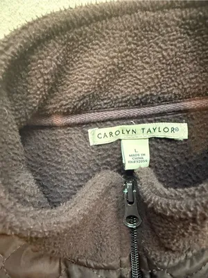 Carolyn Taylor Brown Quilted-Shoulder Fleece Zip Jacket thumbnail 4