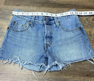 Levi's 501 Denim Cut Off Jean Shorts Women's Size 24 Raw Hem Booty Button Fly thumbnail 3
