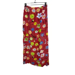 Vintage Harold's Red Floral Maxi Skirt Rayon High Waisted Made in USA Size 2 thumbnail 4