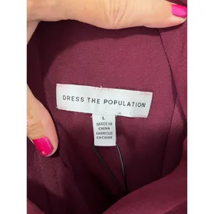 Dress the Population Alessia Sheath Cocktail Dress Plum Slit Large Elegant New thumbnail 6