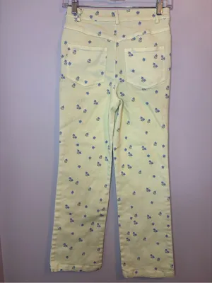 Princess Polly Ivy Floral High Rise Straight Leg Jeans Yellow Blue Size 4 thumbnail 2