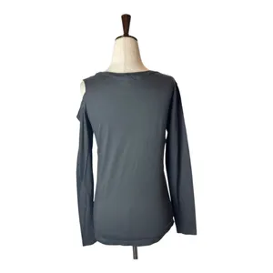 LNA Shirt Women XS Gray Cotton Cut Out Neckline Lightweight Tee Punk‎ Athleisure thumbnail 2