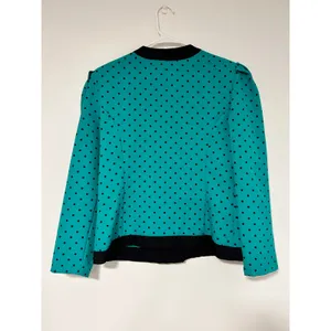 Classic Apparel Ltd 80s Vintage Teal Polka Dot Button Front Blazer Puff Shoulder thumbnail 6