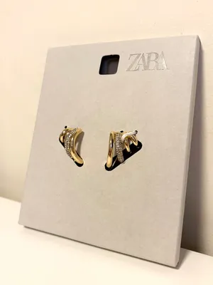 Zara Trendy Stack Stacked Gold Metal Ear Cuff Huggies Earrings Rhinestones NWT thumbnail 3