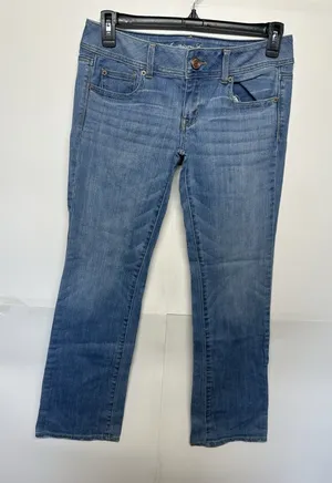 American Eagle Slim Boot Jeans Women’s Sz 8 Stretch W30 L31.5 Light Wash thumbnail 1