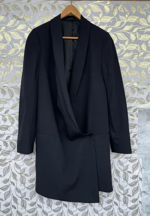 AllSaints Verne Draped Blazer Dress - Avant Garde Asymmetric - Black EU 36 thumbnail 1
