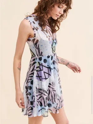 Free People x Mola Mola Disco Alley Maya Dress Sheer Tulle Mesh Sz M Resortwear thumbnail 3