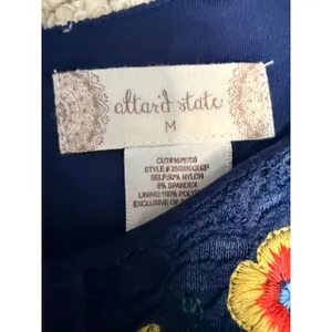 Altar'd State Floral Embroidered Lace Dress Navy Sleeveless Boho Cottagecore M thumbnail 4