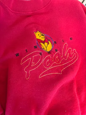 Disney VINTAGE | Winnie the Pooh Embroidered Vintage 90s Red Sweatshirt Medium thumbnail 2