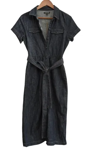 J. Crew Denim Midi Shirtdress Dark Wash Jean Cotton Minimalist Coastal Chic thumbnail 1