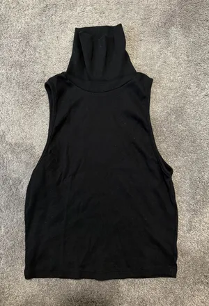 Zara Black Ribbed Turtleneck Tank thumbnail 1
