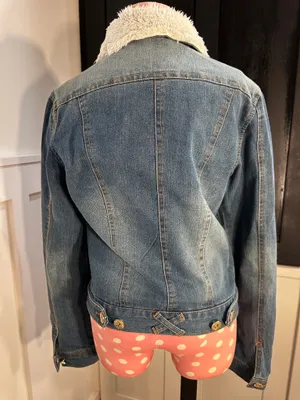Denim faux fur jacket Blue thumbnail 7
