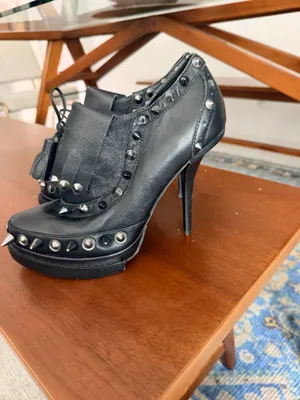 Jeffrey Campbell braveheart black leather studded platform goth metal booties 9 thumbnail 11