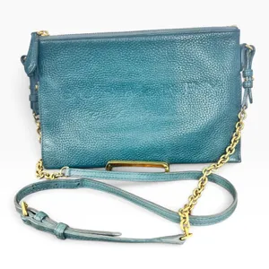 Burberry Crossbody Bag Small Teal Green Leather Chain Strap thumbnail 1
