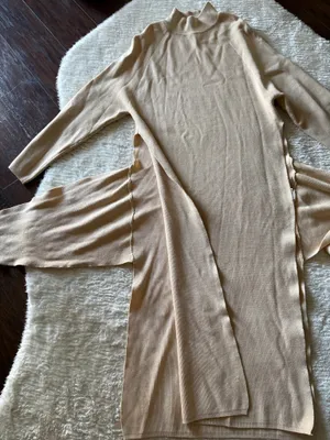 SNDYS tied up mock neck knit tunic dress in sand thumbnail 8