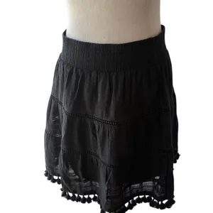 Black tiered boho layered skirt with tassels Size S thumbnail 3