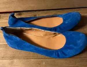 J Crew Anya Blue Suede Ballet Flats, size 7.5 Please look at last picture thumbnail 2
