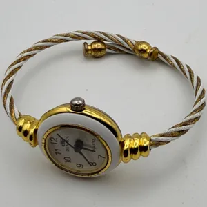 Vintage Denacci Women's Two-Tone Twisted Cable Bangle Watch New Battery thumbnail 3
