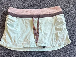 Lululemon size 8 Mint Green Skirt with shorts grey white striped Waistband thumbnail 1