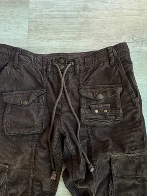 Free People Tahiti Cargo Corduroy Pants Size small Brown Drawstring thumbnail 3