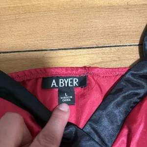 A. Byer Womens Vintage Y2K Pink Black Satin Tie Back Vneck Cami Blouse Large thumbnail 11