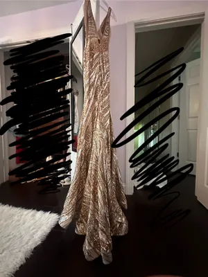 prom dress 22314 gold and silver sequin Size 00 thumbnail 7