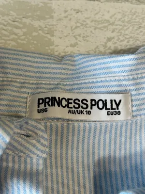 Princess Polly Pale Blue Striped Relaxed Coastal Button-Down Shirt Size 6 thumbnail 6