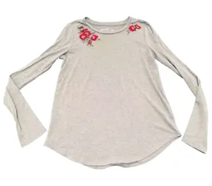 Aeropostale Juniors Womens Long Sleeve Perfect Crew Shirt, Small, Gray thumbnail 1