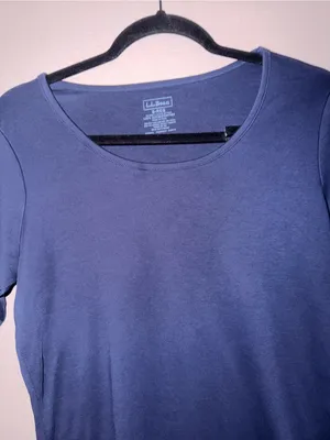 L.L. Bean Women's Navy Scoop Neck Short Sleeve Tee thumbnail 2