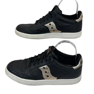 Saucony Jazz Court Women's Sz 9.5 Black Rose Gold Leather‎ Retro Low Sneaker thumbnail 2