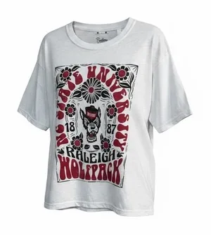 Pressbox Women's Medium White NC State Wolfpack T-Shirt Floral Graphic NWT thumbnail 1