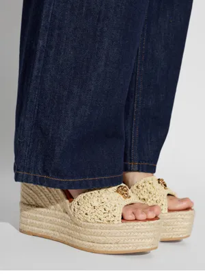 VERSACE Medusa raffia espadrilles wedges sandals thumbnail 2