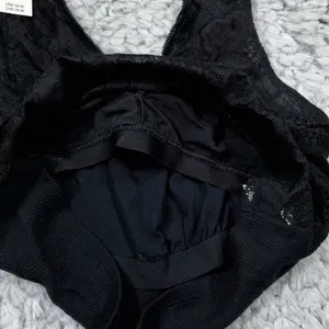 Aerie Waffle Lace Longline Bralette Unlined Black Size Medium thumbnail 4