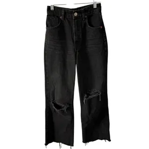 Zara Distressed High Rise Wide Leg Jean 0 Women’s Black 6688/227 thumbnail 2
