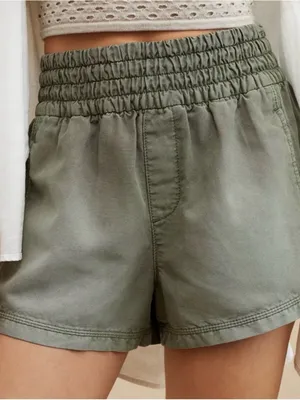 Aerie Babewatch High Waisted Pull-On Shorts size M Olive Green thumbnail 2