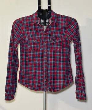 Abercrombie & Fitch Women's Plaid Flannel Long Sleeve Shirt, Size S thumbnail 1