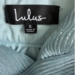 Lulus Light Blue Metallic Pleated Mini Dress V-Neck Open Back‎ 17D1756 Womens S thumbnail 6