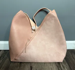 ULTA Beauty Pink/Blush Faux Leather Suede Very Large Tote Bag/Shoulder Purse thumbnail 1
