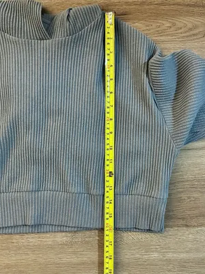 ALO Yoga Muse Ribbed Hoodie Steel Blue Small thumbnail 6