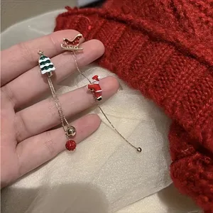 Santa Claus Threader Earrings Cute Retro Asymmetrical Climbing Santa Claus‎ thumbnail 3