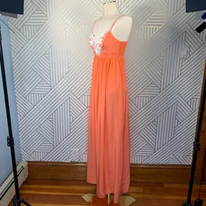 Amanda Uprichard Maxi Dress Sleeveless Embroidered Floral Silk Orange Size‎ XS thumbnail 7