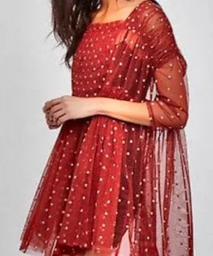 Free People Saya polka dot Sheer Mesh Tulle Baby doll Dress Size S thumbnail 1