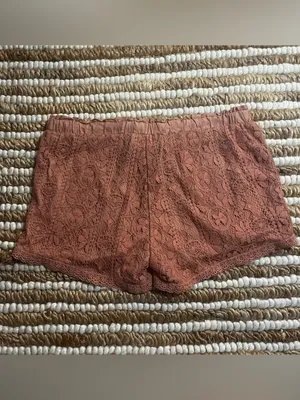 Lace Drawstring Shorts in Taracotta thumbnail 3