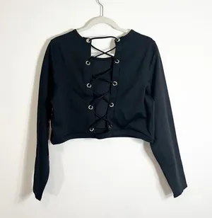 NWT Good American All Tied Up Tank Black Long Sleeve Top Size 3XL thumbnail 5