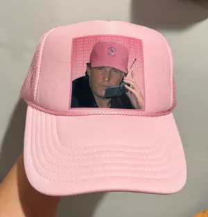 Pink Retro Trump Trucker Hat thumbnail 1