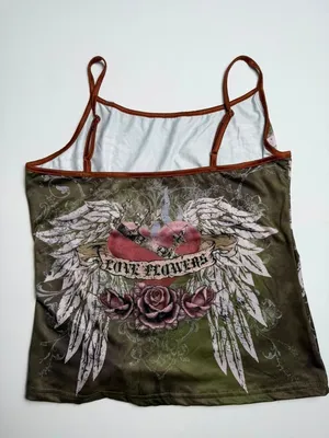 Grunge Fairycore Sexy Camisole Sexy Graphic Wing & Heart Design Tank Top thumbnail 2