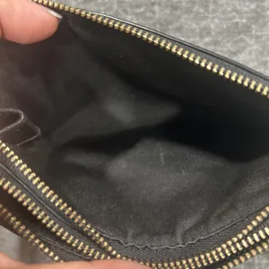 Coach Double Zip Wristlet Pebble Leather Black Wallet Clutch thumbnail 6