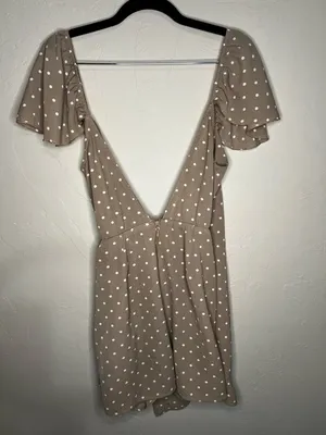 Show Me Your Mumu Elena Brown Polka Dot Faux Wrap‎ Romper thumbnail 7