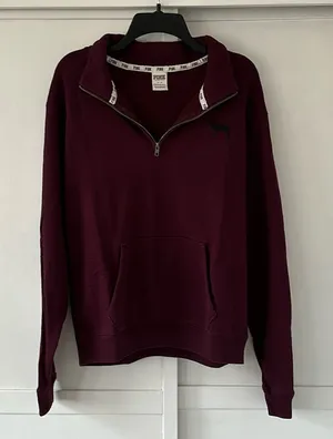 VTG Y2K Victoria’s Secret PINK Women’s Maroon Quarter Zip • Sz Small thumbnail 1