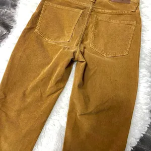 Madewell Cali Demi-Boot Plush Corduroy Brown Tan Flare Button Fly Jeans Raw Hem thumbnail 7